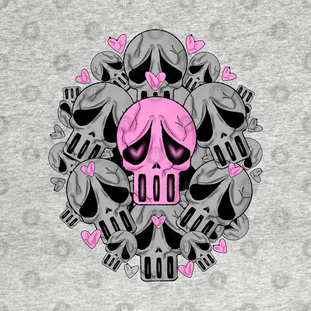 Sometimes Love Hurts - Sad Vibes Broken Hearts Club. Black Pink Skulls with Hearts. by LinoLuno